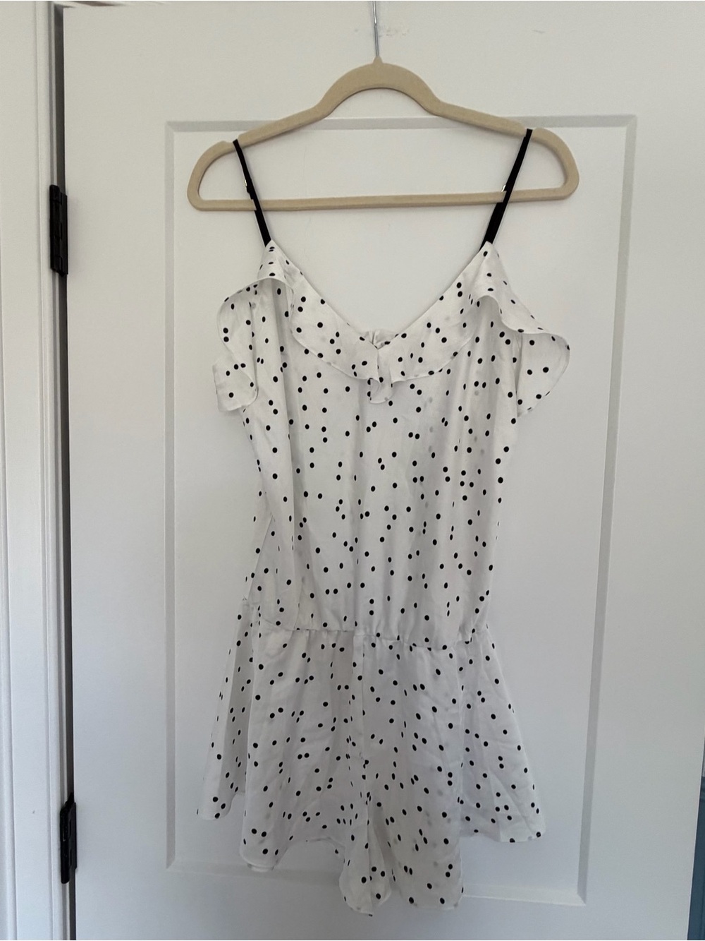 kate spade White Polka Dot Ruffle Sleep Romper